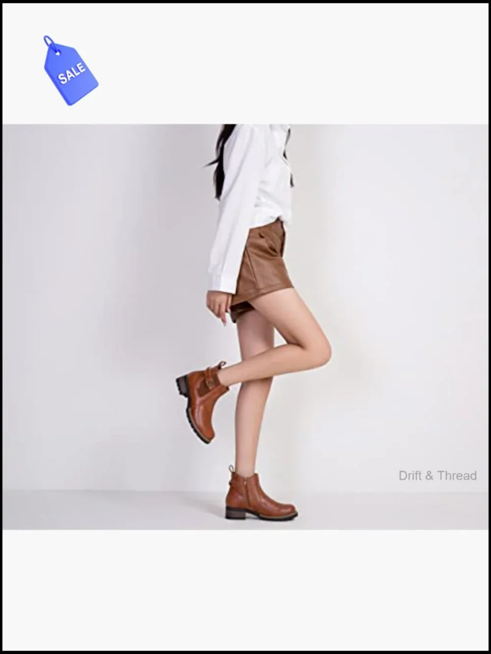 Women's Chelsea Ankle Boots Low Heel Side Zip Faux Leather Booties